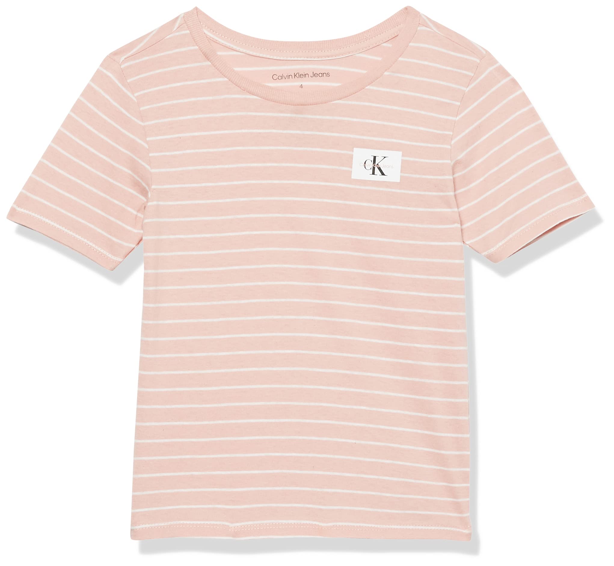 Calvin Klein Boys' Short Sleeve Stripe Crew Neck